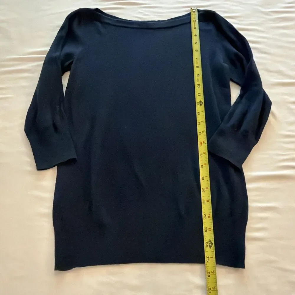 Gap Womens Sweater Sz Small Navy Blue 3/4 Sleeve Crew Neck Classic capsule prep